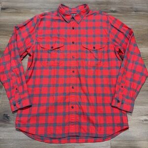 CC Filson Alaskan Guide Flannel Men's LARGE Button Shirt Buffalo Plaid Red Gray